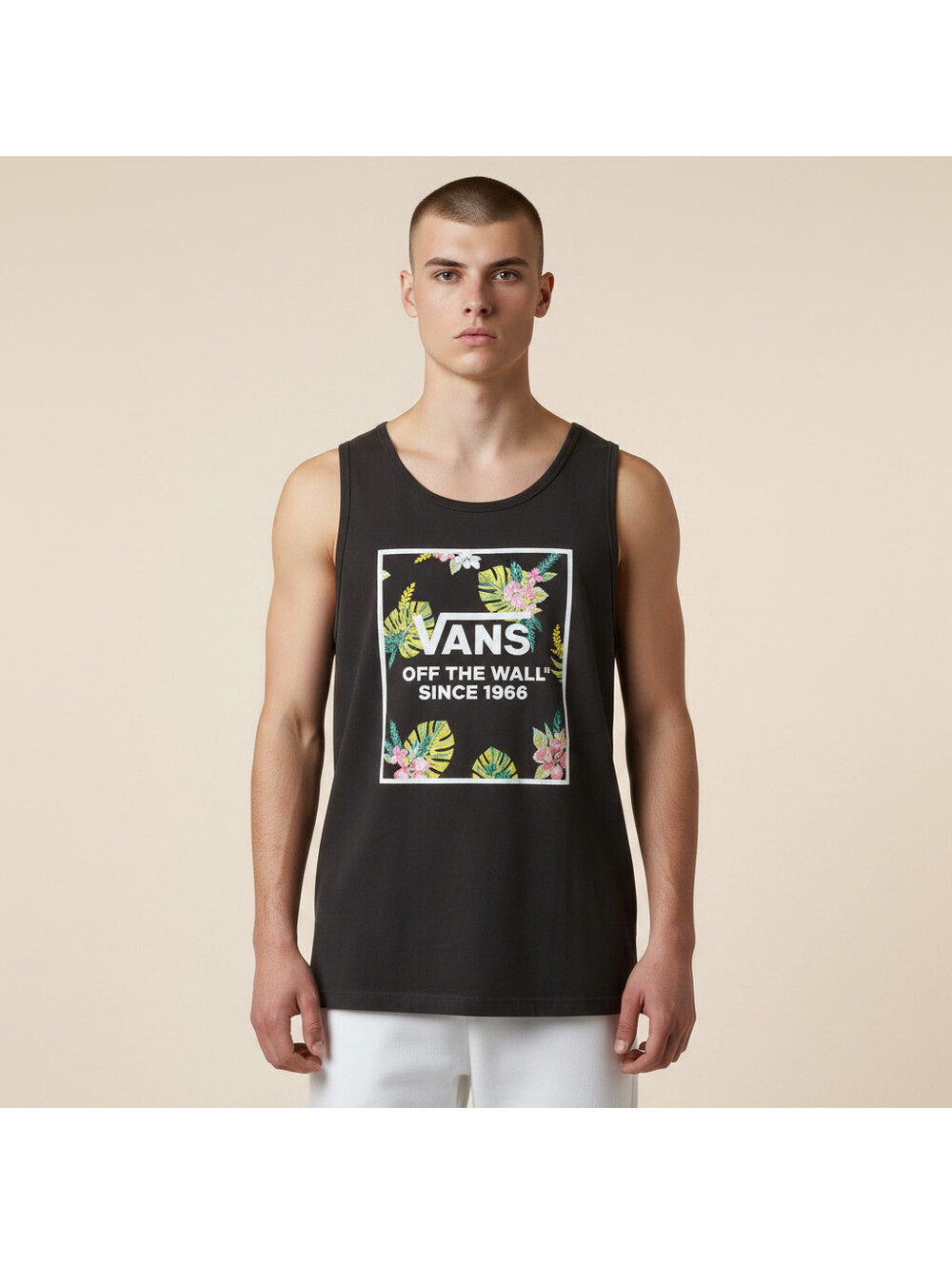 Vans Tank Men XS Black Graphic Print Sleeveless Cotton Racerback Stretch Gym